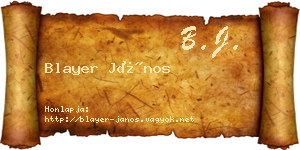 Blayer János névjegykártya